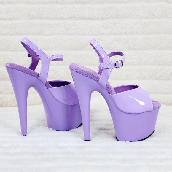 709 Lavender Lilac Patent Ankle Strap Platform High Heel Sandals - Picture 3 of 8